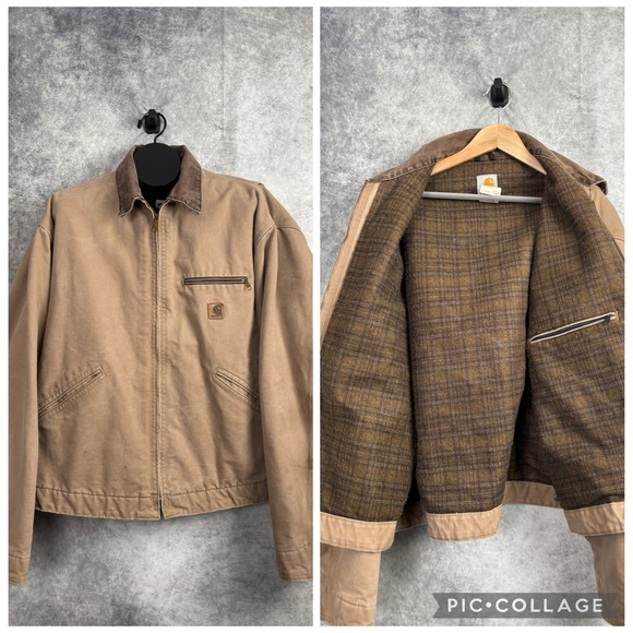 Carhartt Other - VTG Carhartt J97SDL Detroit Jacket Men's Tan Brown Blanket Lined Canvas Size XXL